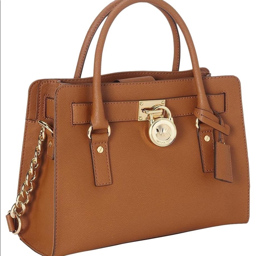 Michael Kors Hamilton Bag Brown Saffiano Leather